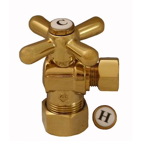 Jones Stephens Polished Brass PVD Quarter Turn Angle Stop 5/8" OD x 3/8" OD S4203PB